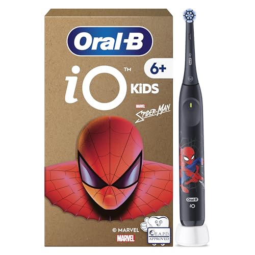 Oral-B iO Kids Marvel Spiderman Electric Toothbrush, 1 Toothbrush Head, 1 Travel Case, 3 Modes with Kid-Friendly Sensitive Mode, 2-Min Music Timer, for Ages 6+