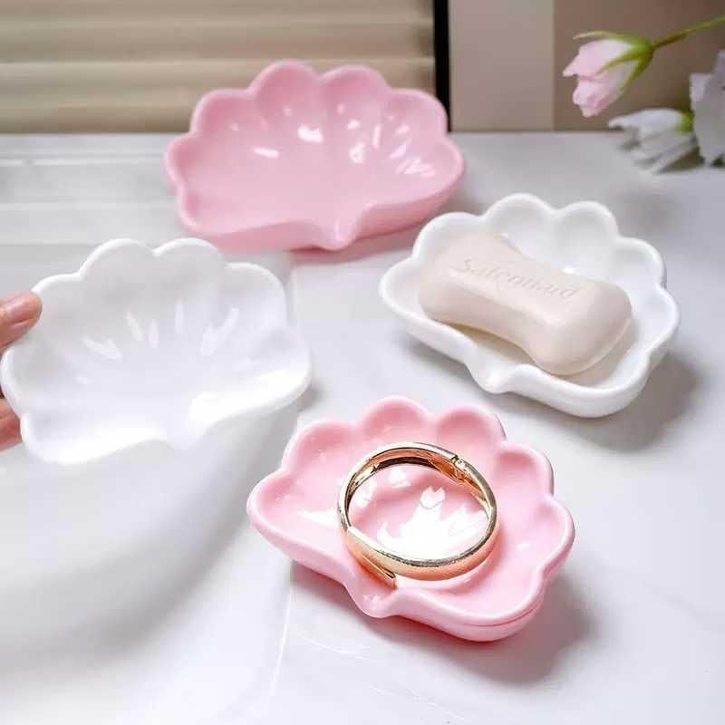 Image of Plastic Sea Shell Soap Dish for Bathroom & Kitchen | Shell Shape Plastic Soap Holder | Solid Color Soap Saver for Wash Basin & Shower (2, Sea Shell Soap Dish)