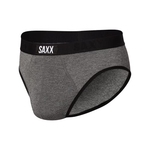 SAXX Underwear Co. Men's Underwear with Pouch Ultra Super Soft Brief Fly, Salt & Pepper, Small