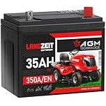 LANGZEIT Batterie pour Tracteur Tondeuse 12V 35Ah AGM – Format U1R (bornes inversées), sans Entretien, Forte Puissance de démarrage, idéale pour Tondeuse autoportée