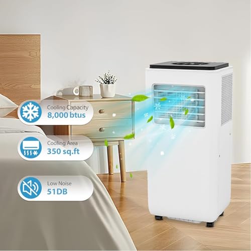 Image of 8000BTU Portable Air Conditioner, 3-in-1 Remote Control AC with 24-Hour Timer, Quiet Operation with Dehumidifier, Sleep Mode, Timer & Remote Control Included