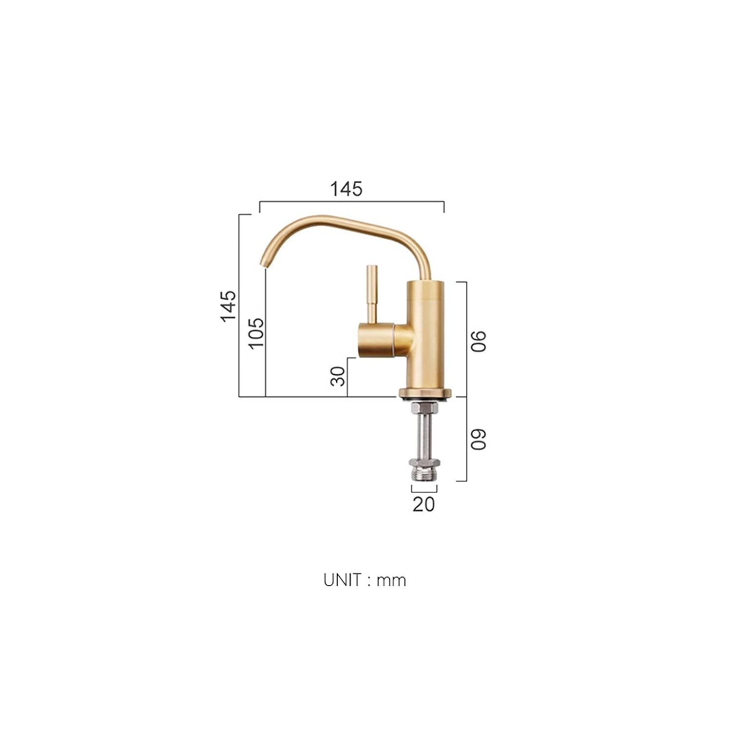 Kitchen Water Filter Faucet Stainless Steel 1/4'' 1/2 ''Connect Hose Reverse Osmosis Filters Parts Purifier Direct Drinking Tap (Color : Black)