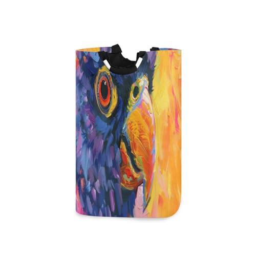 Jihqo Laundry Hamper Basket Parrot Oil Painting Collapsible Nursery Storage Bin Waterproof Clothing Baskets for Home Bedroom Bathroom Washing Room