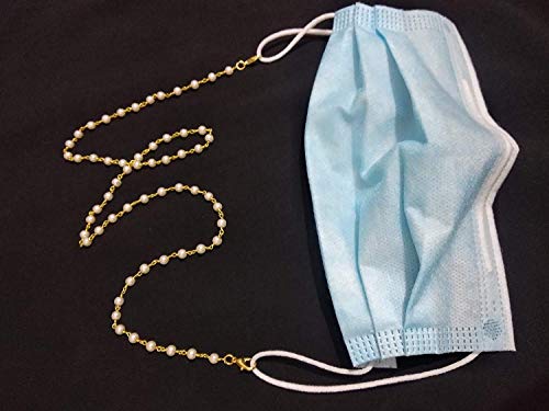 Set of 3 Silver & Pearl 22 Inch Mask Chains with Box