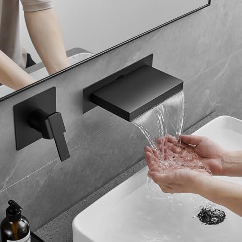 Homevacious HM-73020-B Wall Mount Bathtub Faucet Waterfall Bathtub Single Lever Sink Filler Set thumb #5