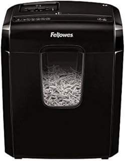 Fellowes Paper Shredder for Home Office Use - 6 Sheet Cross Cut Shredder for Home and Personal Use - Deskside Shredder with 11 Litre Bin and Safety Lock - Powershred 6C - High Security P4 - Black