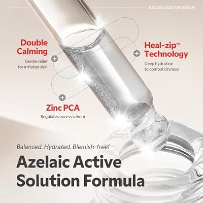 TIRTIR Azelaic Acid 12% Serum for Blemish-Prone Skin - Lightweight Hydrating Formula with Zinc PCA & Hyal-ZIP, Non-Comedogenic, Fragrance-Free, 30ml / 1.01 Fl Oz