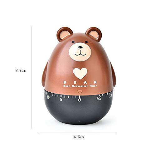 Image of Lovely Cartoon Bear Mechanical Timers 60 Minutes Machinery Kitchen Gadget Cooking Timer Clock Loud Alarm Counters Manual Timer (White)