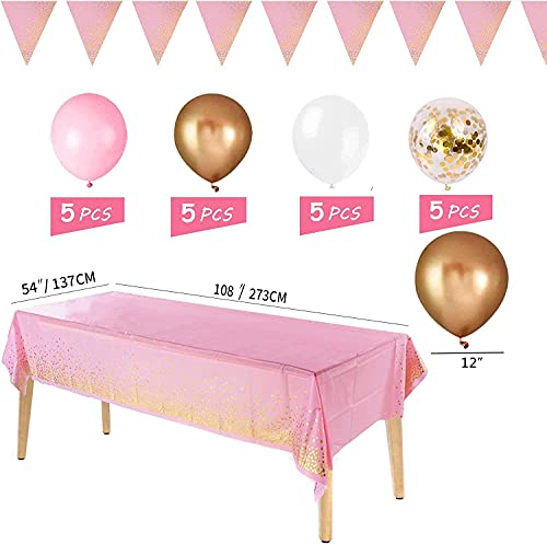 U/D Pink Birthday Plates,Pink Birthday Party Plates Supplies Pink Paper Plates Cups Napkins Sets thumb #2