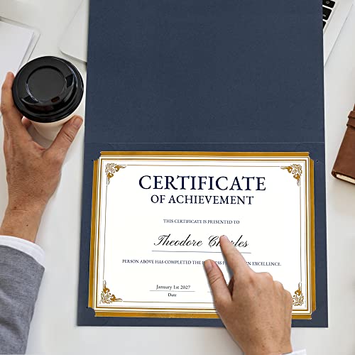 Sunee 30 Packs Navy Blue Certificate Holders For 8.5X11 Award Certificates, Certificate Covers With Gold Foil Border #TOP5