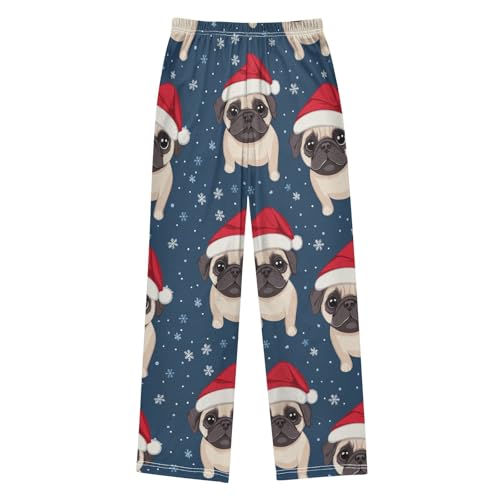 Pug in Hat Boys Pants Boys Athletic Pants Long Pant for Boywith Pockets Wide-Leg Size 6-14Y2