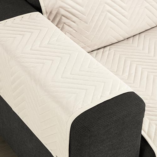 Cubre Chaise Longue Milano 280 Protector Lavable para Sofá Beige 5