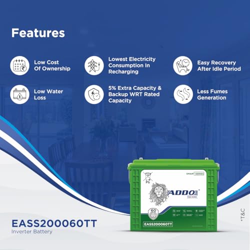 Image of Addo EASS200060TT | Tall Tubular | 200 AH Inverter Battery |Warranty 60 (36+24) Months for Home & Office