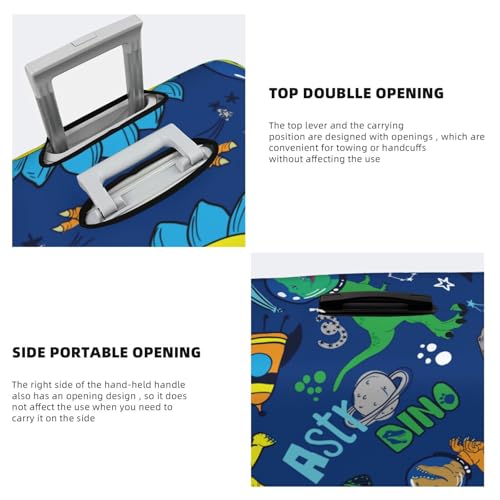 Dinosaur In Space Print Luggage Cover For Suitcase,Washable Elastic Travel Suitcase Protector With Zipper Closure And Bottom Buckle – Fits 18-32" Luggage-Medium3