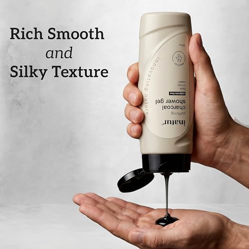 Image of inatur Charcoal Shower Gel | Detoxifying Body Wash | Deep Cleansing & Purifying | Sulfate-Free & Natural | With Basil, Neem & Lemon | Ideal for All Skin Types | Refreshing & Hydrating | 400ml
