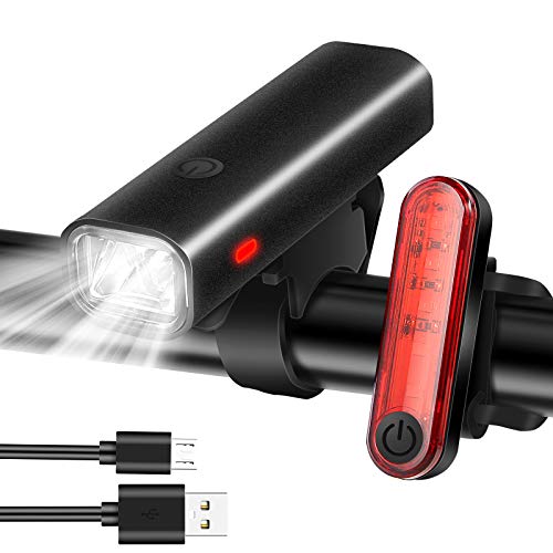 Fahrradlicht LED Frontlicht & Rücklicht | USB Wiederaufladbare Fahrradlichter | StVZO Zugelassen Fahrradbeleuchtung | Wasserdicht Fahrradlampe