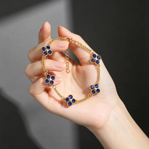 Chaîne de main trèfle bleu strass ajustable : fini les bijoux perdus - 2