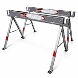 LUMBER JACK Steel Folding Saw Horse Heavy Duty Twin Pack 1180kg Capacity Supports Slots for 2 x 4 Timber Includes Carry Handle & Non-Slip Pivoting Rubber Feet Sawhorses