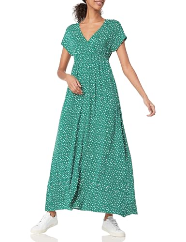 Image of Amazon Essentials Women's V Neck Short Sleeve Waisted Maxi Dress (Available in Plus Size)