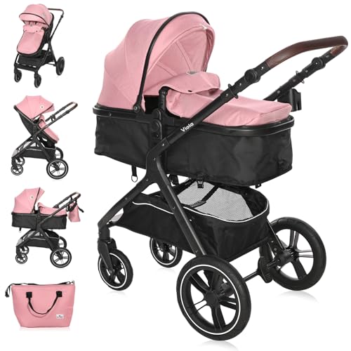 Lorelli Kinderwagen Viola 2 in 1, Kombikinderwagen bis 22 kg inkl. Babywanne und Sportsitz, Sportbuggy, Reisebuggy, Baby Buggy klein zusammenklappbar,...