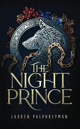 The Night Prince by Lauren Palphreyman book cover featuring a stone wolf in a stone circle surrounded by a gold chain.