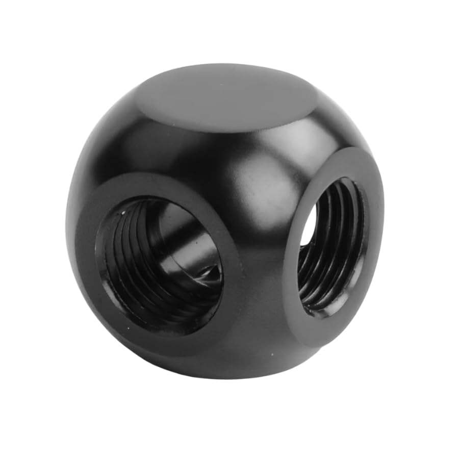 Image of Dracaena.io 2 Pack G1 /4 inch Thread, 3-Way Ball Fitting Extender or Connector for the Computer Water Cooling System, Durable Brass /Copper Material, Black