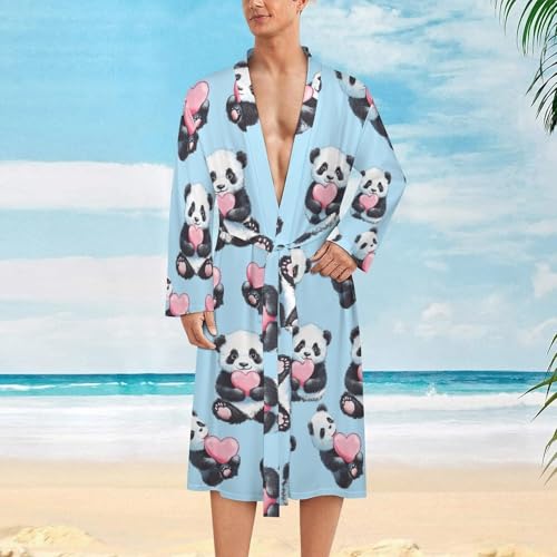 Bata de baño para hombre original de pandas un regalo suave de noche 3