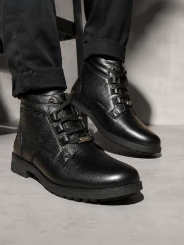 Image of Zoom Shoes A-4691 Men's Genuine Leather High Ankle Boots | Stylish Lace-Up Design | Cushioned Insole for Comfort | Durable & Trendy for Everyday Wear