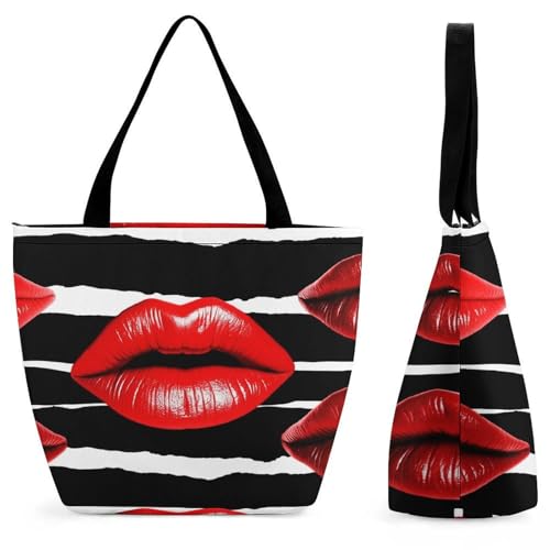 Sac de voyage décontracté Red Lips Kiss pour des escapades de week-end stylées en ville