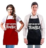 Witty Enterprise — Funny Couple Aprons — I Get Us Into Trouble, I Get Us Out Of Trouble — Wedding, E