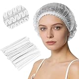 Alaoo Einweg Haarnetz, 100 Stück Kopfhaube, Einweg Nicht Gewebt Bouffant Kappen Einweg Haarhaube Haarnetz, Baretthauben, Einweghauben Kopf Haube für OP Gastronomie Hygiene, Weiß