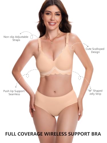 Image of COCOMARTS Jelly Bras for Women No Underwire Scalloped Wireless Push Up Bra