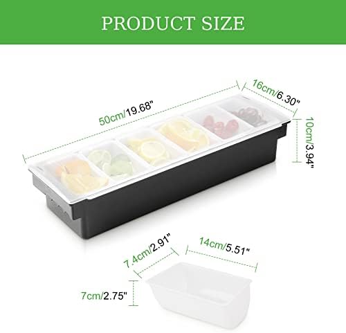 POWLAB Ice Cooled Condiment Serving Container Fruit Veggie Condiment Caddy  Plastic Garnish Station with Lid for Fruit ,Ice Cream,Salad Bar-Topping ...