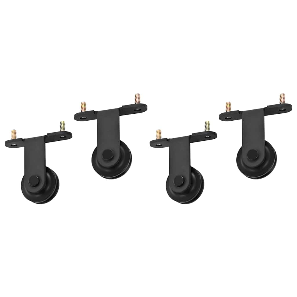 Kit de rieles para puertas correderas, 2 piezas, 200 cm, acero negro