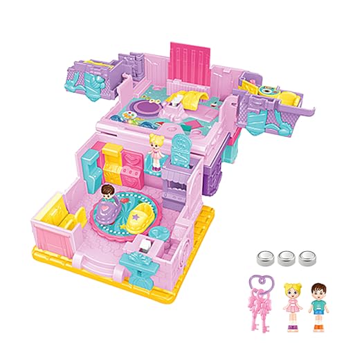 Vitsrisea Casas de muñecas para niñas - Juego de juegos para niños pequeños, , castillo mágico y , juguetes musicales, muebles de casa de muñecas de ensueño, juguete rosa para niñas
