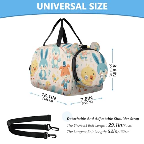 Cute Animals Duffle Bag for Girl, Sports Duffle Gym Bags with Shoe Compartment, Personalized Overnight Bag Travel Weekender for Kids2