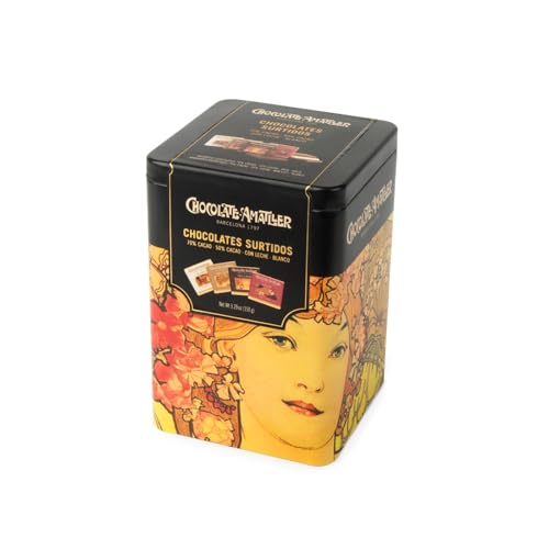 Lata de mini chocolatinas variadas para regalar, 4 sabores, 150g | Chocolate Amatller