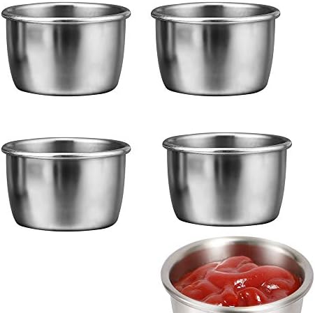 YYAOGANG 4Pcs 304 Stainless Steel Sauce Dishes Reusable Sauce Container Appetizer Dishes Sauce Cups Sushi Soy Dishes
