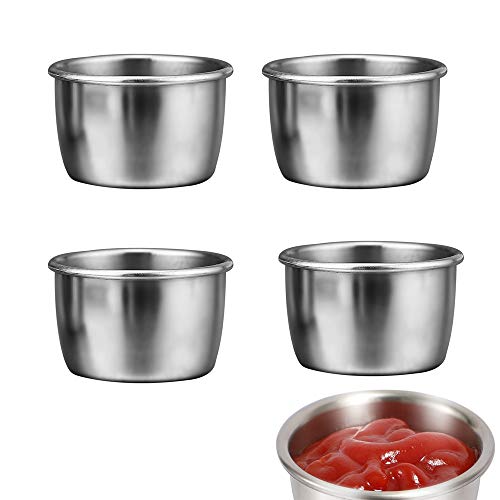 YYAOGAGNG 4Pcs 304 Stainless Steel Sauce Dishes Reusable Sauce Container Appetizer Dishes Sauce Cups Sushi Soy Dishes