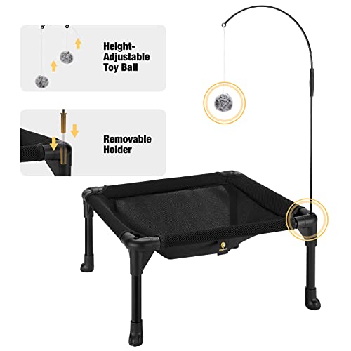 Veehoo Elevated Cat Bed, Soft Cat Hammocks Beds With Washable & Breathable Sandwich Mesh, Easy Assemble Pet Sleeping Platform With Non-Slip Feet For Indoor & Outdoor Use, Black #TOP4