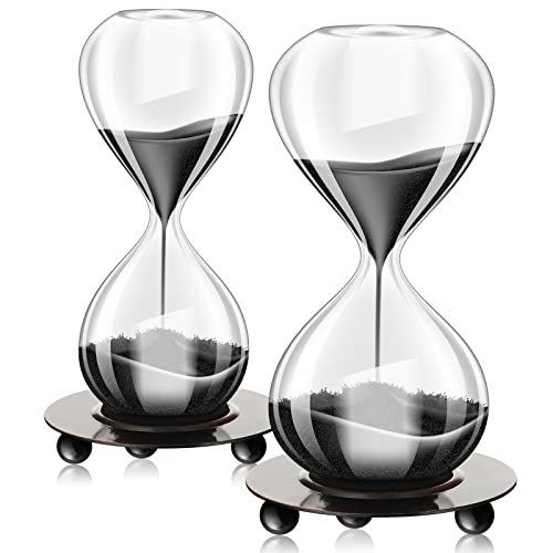 Fabbay 2 Pcs Hourglass Timer 2 Minute And 3 Minute Magnetic Hourglass Sand Clock Sand Watch Hour Glass Sandglass With Black Magnet Iron Powder Metal Base For Desk Office Science Home Decor #TOP28