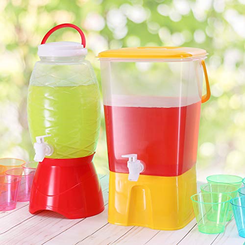 Zilpoo Plastic Beverage Dispenser with Stand & Spigot 2.11 Gallon (8L.) Cold Drink, Lemonade, Iced Tea, Juice Server Container for Parties, BPA Free, Red - Thumbnail 3
