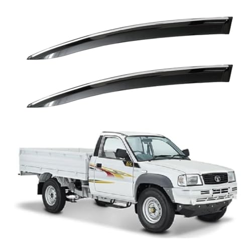 Image of CAR SAAZ Unbreakable Chrome Smoke Door Visor for 207 | Premium Sun, Rain Wind Deflector Chrome Strip Side Door Rain Visor - Set of 2 Pcs