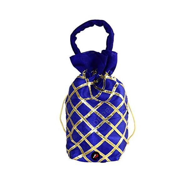 A Pioneer - (Pack of 4) |Gota Patti designed Potli Bags for women | Shagun potli Batva For Woman | Royal Clutch Batwa Bag | Bridal Potli Bag | Return Gift Bags| shagun ,Dryfruit Bag, Chocolate Bag, Party favour bags - Image 5