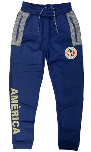 Icon Sports Club America Joggers Casual Sweatpants, Licensed America Track Pants with Zipper Pockets (Small) Blue