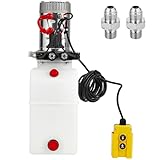 Garvee Hydraulikaggregat 12V DC – Doppeltwirkende Hydraulikpumpe mit 6L Kunststofftank – Geeignet für Kipper, Autohebebühnen, Gabelstapler & Schneepflug – Kompakte, langlebige Einheit – 6L Kunststoff,