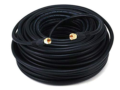 Image of Monoprice RG6 Quad Shield CL2 Coaxial Cable with F Type Connector, 100ft, Black