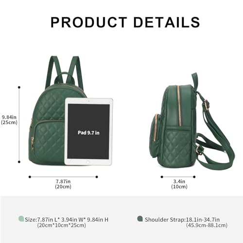 Image of Quilted Small Backpack for Women PU Leather Casual Handbag Daypack Purse | Stylish Quilted Design, water-resistant premium PU leather, matches all daily outfits, lightweight for everyday carry