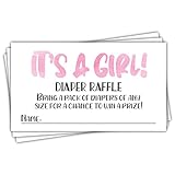 50 Pink Watercolor It's A Girl Diaper Raffle Tickets - Girl Baby Shower Game