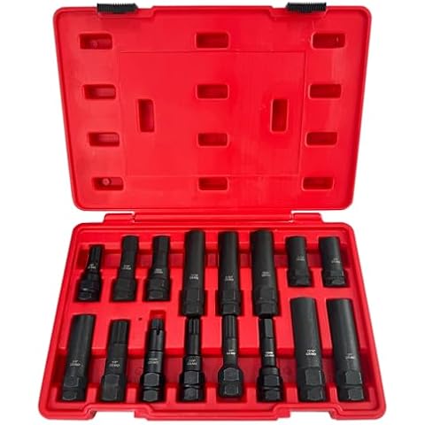 TR TOOLROCK 16pc Locking Lug Nut Master Key Set, SAE & Metric Wheel Lock Removal Kit, Lug Nut Remover Set for Removing Locking Spline Star Hex and Fluted Hex Lug Nuts Cover